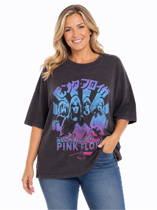 Cotton On Tops - Cotton On Black Pink Floyd Graphic Tee with Blue & Purple Art